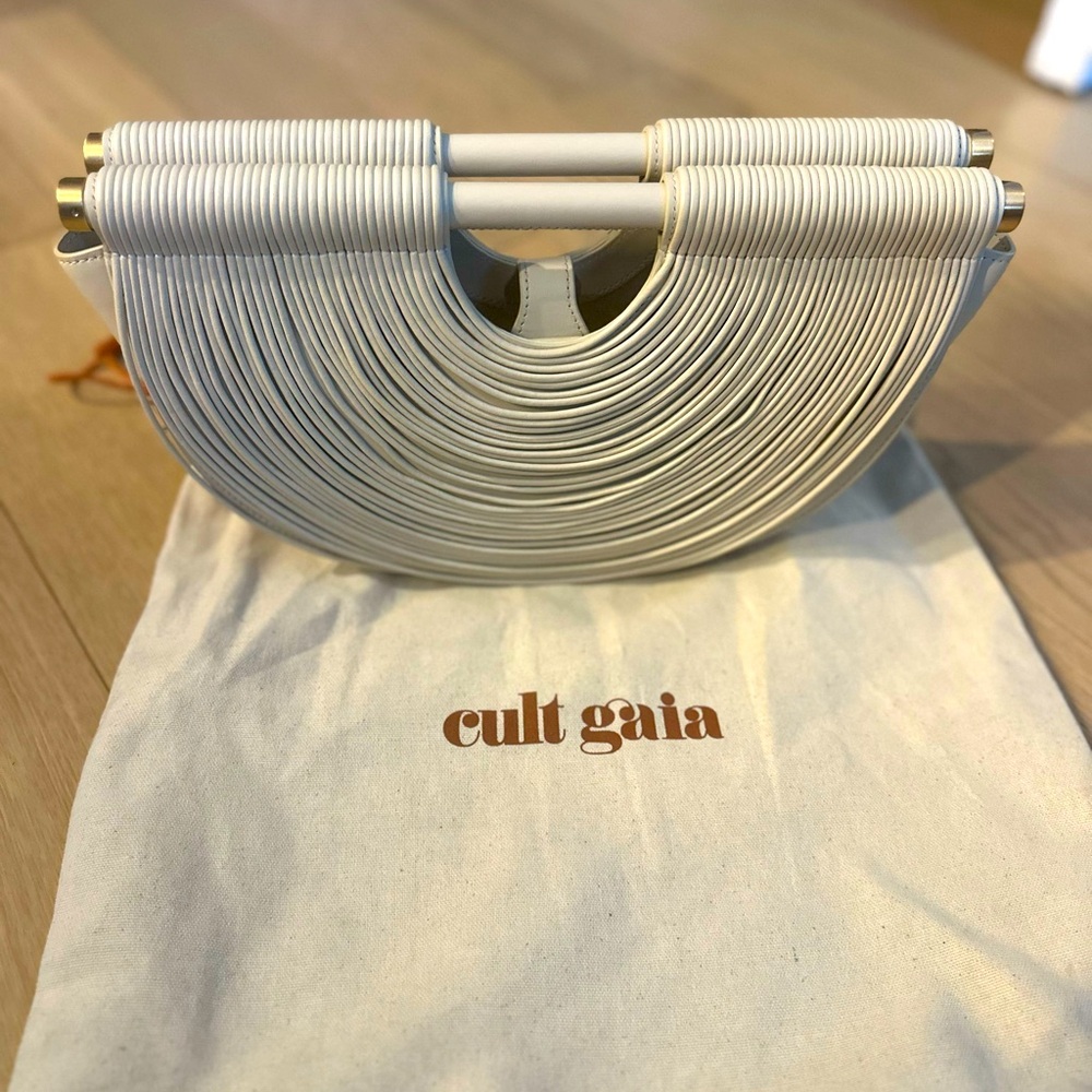Cult Gaia Cream Clutch with Sculptural Design